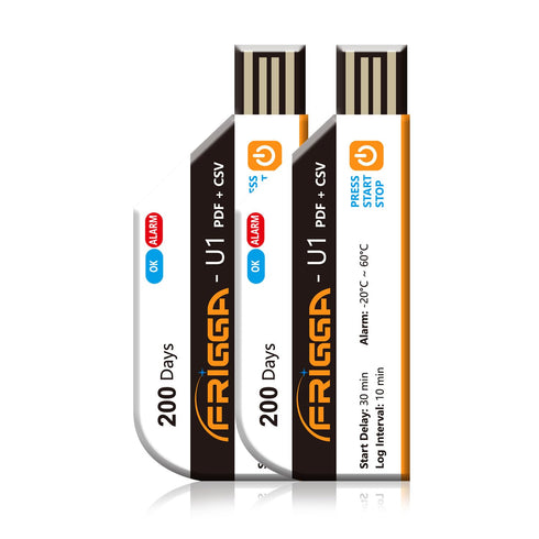 Frigga 2 Pack Temperature Data Logger Single Use Temperature Recorder 28800 Points USB Temperature Loggers High Accuracy 200 Days Cold Chain Trans...