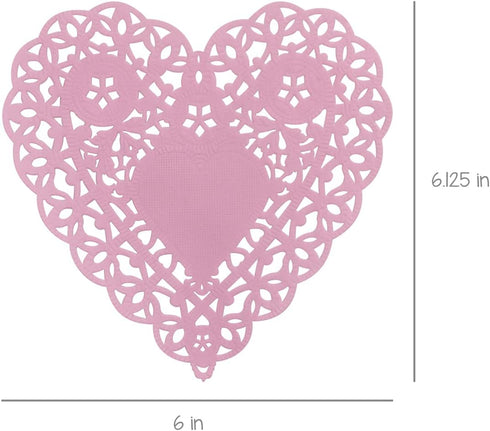 Hygloss Heart Doilies - 100 Pcs -6-Inch Pink Paper Heart Shaped Doilies for Valentines Crafts, Table Settings - Ideal for Valentine Doily, Paper H...