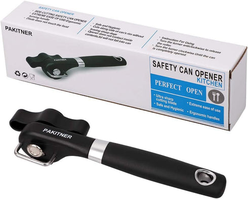 PAKITNER- Safe Cut Can Opener, Smooth Edge Can Opener - Handheld Easy Turn Knob, Manual Can Opener, Ergonomic Smooth Edge, Food Grade Stainless St...