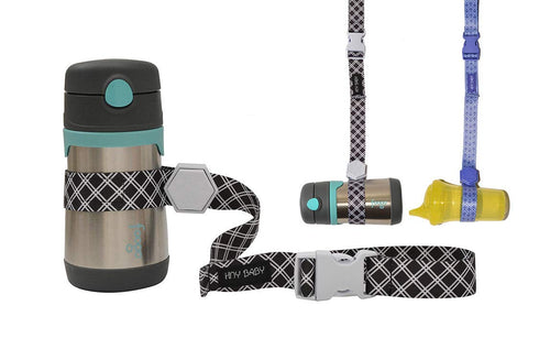 Sippy Cup Straps for Baby Bottle Toy Leash 4 Pack for Stroller High Chair Strap (Blue/Black)...