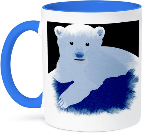3dRose mug_60856_6 "Icy Blue Polar Bear - Animal Art - Cute" Two Tone Blue Mug, 11 oz, Multicolor...