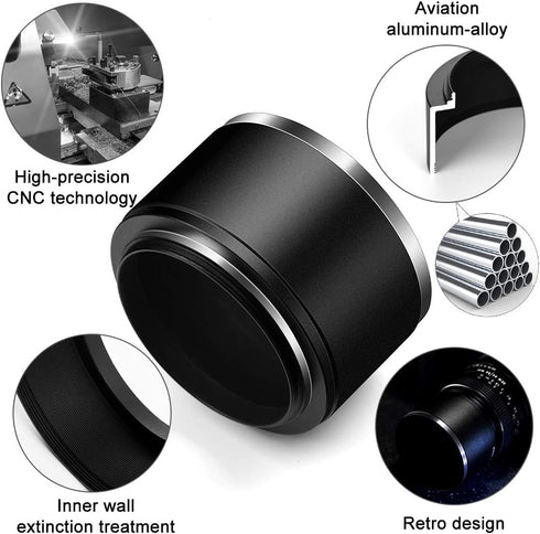 58mm Tele Metal Screw-in Lens Hood Sunshade with Centre Pinch Lens Cap for Canon Nikon Sony Pentax Olympus Fuji Sumsung Leica Standard Thread Lens...