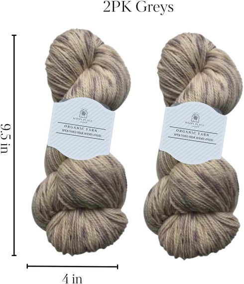 2PK Ipek Yolu Knit and Crochet Yarn, Silk Wool Blend, Multicolor Yarn, Hand-Dyed, Organic, 200g, 800m (Greys)......