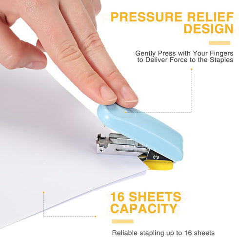 Leinuosen 6 Pack Mini Stapler with 1000 Staples Pink Small Stapler Multipack 16 Sheets Capacity Standard Staples with Box Desktop Stapler Remover ...