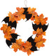 Orgrimmar 10” Halloween Maple Wreath Garland Artificial Maple Leaf Bats Vines Door Hanging for Halloween Party Thanksgiving Harvest’s Day Decorati...