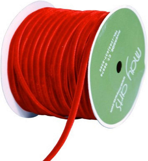 May Arts Velvet Ribbon 1/8"x50 Yards-Red...