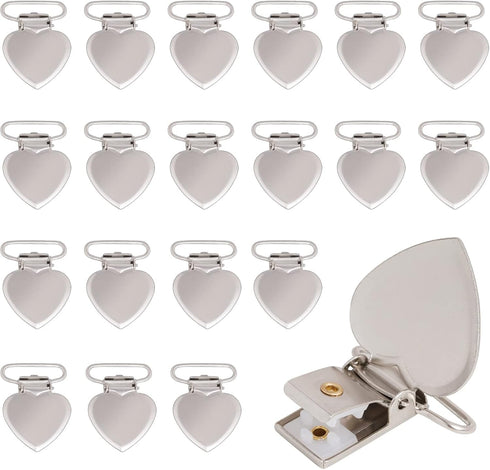 Marrywindix 20pcs Silver Suspender Clips Heart Shaped Metal Holder Clips Sheet Fasteners Clips Suspenders Holder for Mattress Pad Cover Sofa Cushi...