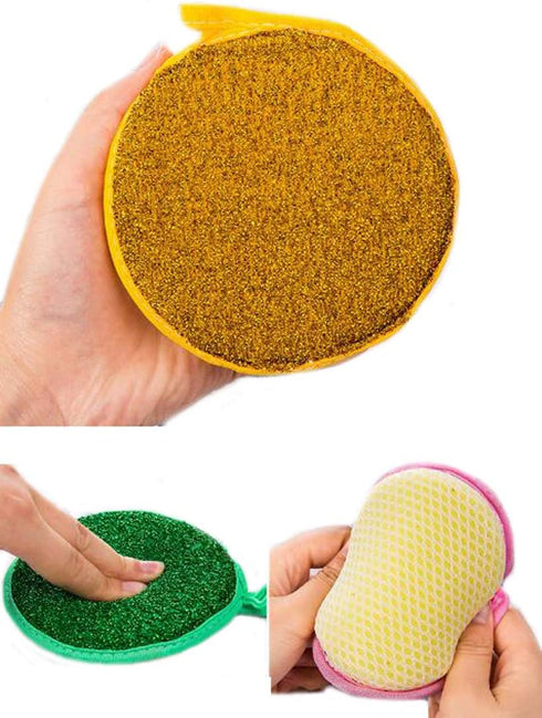 10 Pcs Round Shape Double Side Metallic Scrub Sponge Dish Pad Cleaner Cleaning Balls...