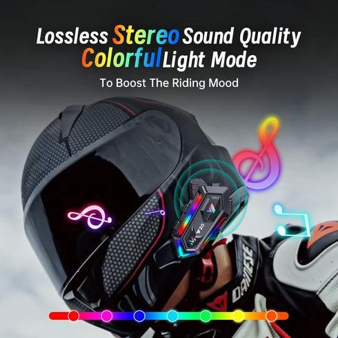Motorcycle Helmet Bluetooth Headset, Cool RGB Dazzling Lights Motorbike Helmet Speaker Double Noise Cancellation Intercom Communication Systems wi...