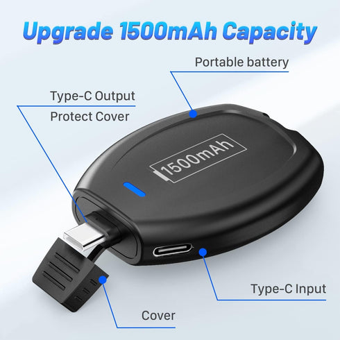 Mini Keychain Portable Charger for iPhone, (2024 Upgraded) Power Emergency Pod, Wireless Keychain Phone Charger Emergency Power Quick Small Extern...