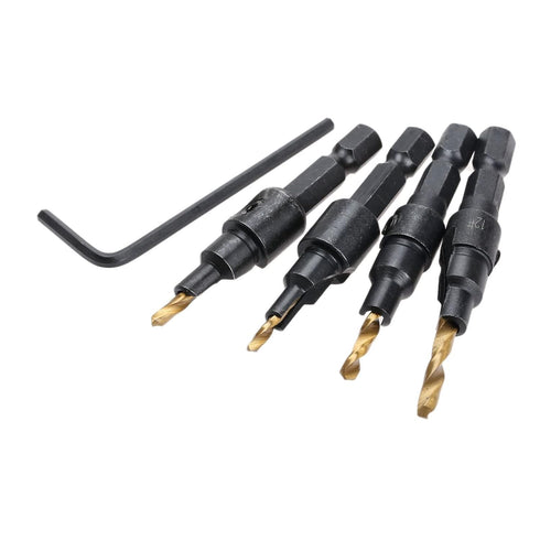 1/4 inch Hex Shank Countersink Drill Bit Power Tools Accessories for Plastic Metal Woodworking Tool by Power Drill 4Pcs/Set #6#8#10#12 (Gold)...