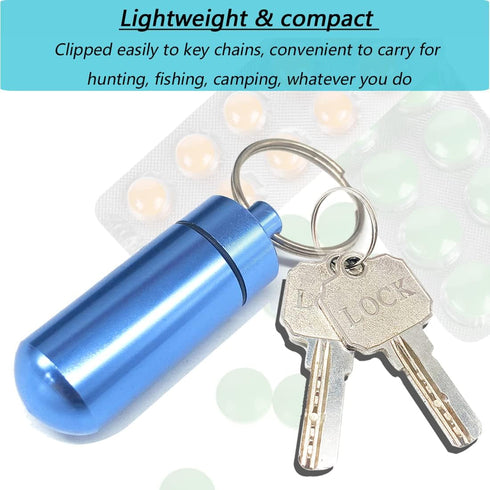 5 Packs Mini Keychain Pill Holder Fob, EFFIET Waterproof Portable Tablets Container Case Aluminum Outdoor Camping Emergency Pill Capsule Box Bottl...