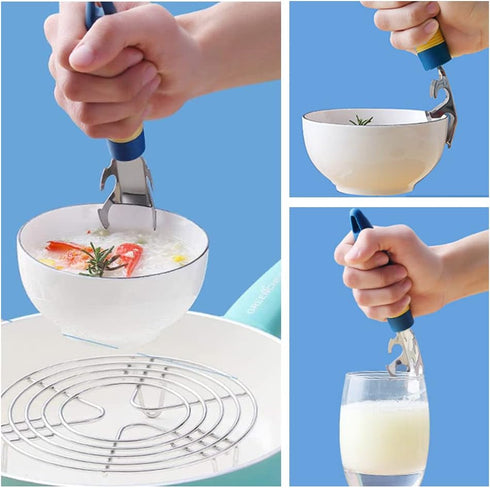 Anti-Hot Plate Gripper, Hot Dish Clip, Bowl Clip, Pan Dish, Plate Clipper Stainless Steel,Anti-scalding Clip for Lifting Hot Plate or Bowls with F...