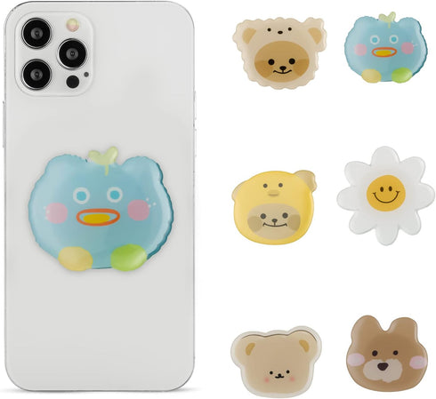 Cute Cartoon Smile Daisy Sun Flower Expandable Phone Grip Handle Smartphone Finger Holder Grip Bracket Support Adjustable Stand White...