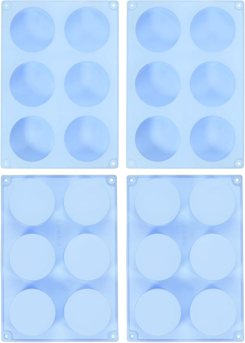 uxcell 4pcs Silicone Muffins Pan, 6 Cup Silicone Cupcake Pan Nonstick Baking Tray for Muffins, Cupcakes, Dishwasher Safe, Blue...
