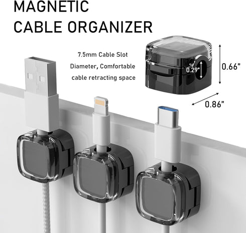 6 Pack Cord Organizer Holder, Cable Clips, Under Desk Cable Management, Hide or Organize Phone USB Charger Cable for Home,Office,Car,Desk,Nightsta...