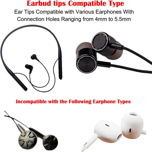 18 Pairs Earbud Tips Replacement Earbud Tips Earbud Replacement Tips Fit for in-Ear Headphones(Inner Hole from 4mm-5.5mm Earphones) Earbud Covers ...