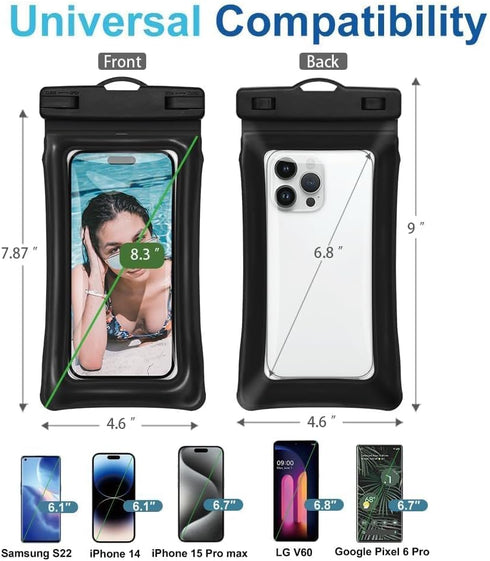 Floating Waterproof Cell Phone Pouch, Large Waterproof Case for iPhone 15 14 13 Pro Max Samsung LG Cellphone,IPX8 Dry Bag Travel Size Toiletries f...