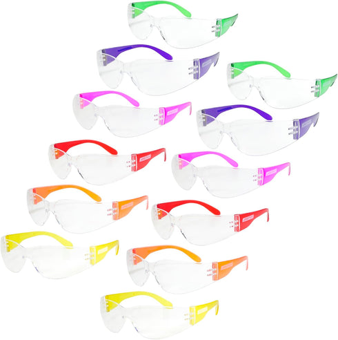 JORESTECH Eyewear Protective Safety Glasses, Polycarbonate Impact Resistant Lens Pack of 12 (Multi-Colors)...