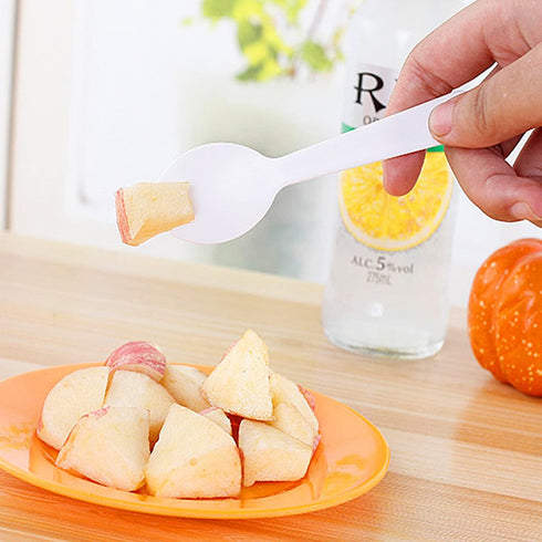 100PCS Disposable Sporks, Eco-Friendly Durable Plastic Spork, 2 in 1 Forks and Spoons Great for Lunch, Picnics or Restaurant and Party Supply (Whi...