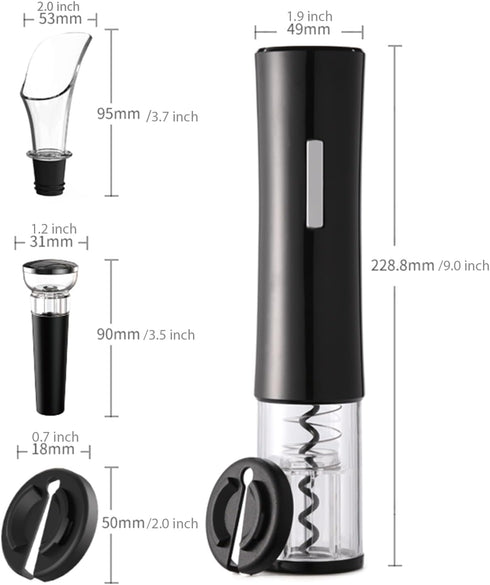 Electric Wine Opener Battery Powered Corkscrew with Vacuum Wine Stoppers Wine Aerator Pourer Foil Cutter for Home...