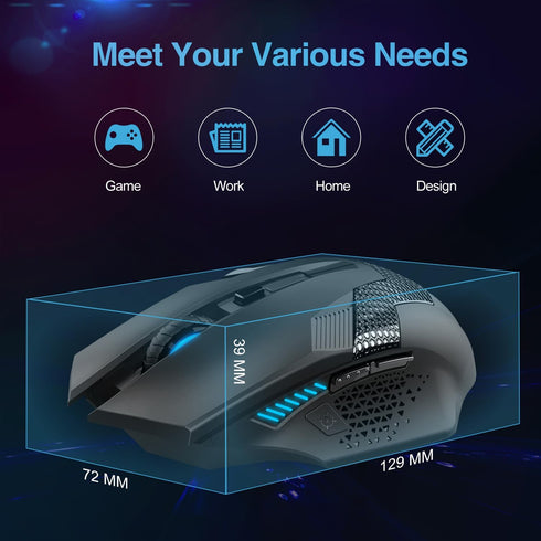 TECKNET Wireless Mouse, USB Cordless Computer Mouse with 8 Buttons, Ergonomic Design, High-Precision 5 Adjustable DPI for PC/Mac/Laptop...