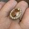 Hsitgexf Huge Oval Shaped CZ Cubic Zircon Wedding Party Statement Champagne Ring Engagement Inspired Cocktails Morganite Yellow Gold Plated Ring f...