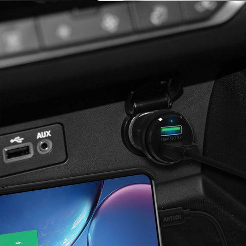Car Charger, Arteck 40W 2 Quick Charge 3.0 USB Port Adapter with Dual QC 3.0, Compatible iPhone 15, 15 Pro, iPhone 14, 14 Pro, 13 Pro Max, 13 Mini...
