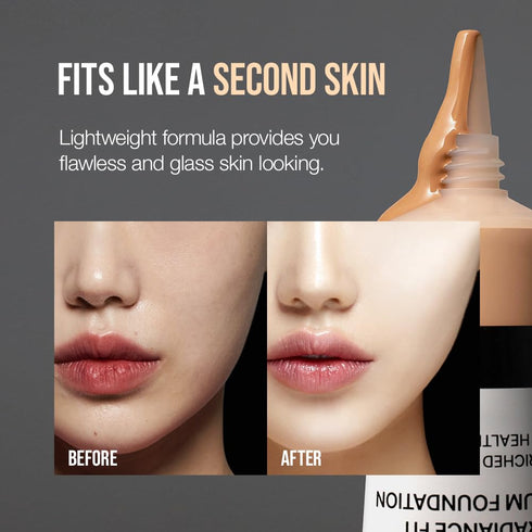 Radiance Fit Serum Foundation - Flawless Coverage, Dewy finish, Long-lasting, Lightweight, Korean Makeup,1.05 Oz. (C01 Porcelain, 1.05 Oz.)...