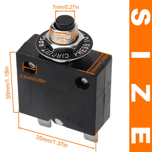15Amp Electric Button Breaker 125/250V AC 50V DC Push Button Circuit Breaker Thermal Overload Protector with Manual Reset, for Power Strips - 4PCS...