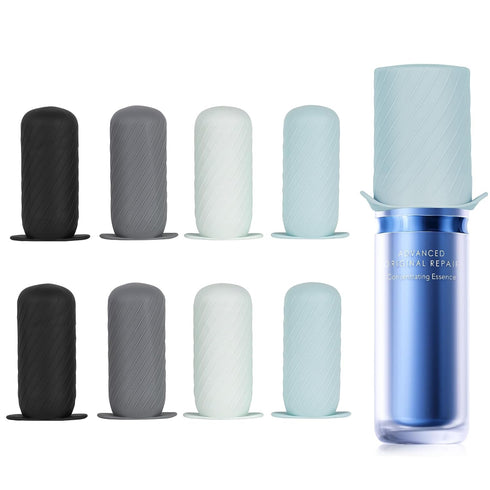 8 Pack Silicone Bottle Covers, Travel Leak Locks, Elastic Sleeves for Leak Proofing Travel, Travel Size Container Silicone Sleeves, Travel Accesso...