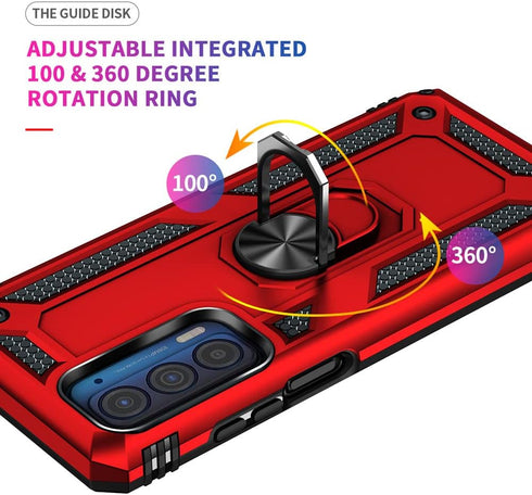 Androgate Compatible with Motorola Moto Edge 2021 Case - Moto Edge 5G UW Case with HD Screen Protectors, Military-Grade Metal Ring Kickstand, 15ft...