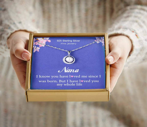 Nana Gifts Grandma Gifts for Grandma Pearl Necklace Pendant Moon Crystal CZ Cubic Zirconia Jewelry Birthday Grandmother Mothers day Gift Christmas...