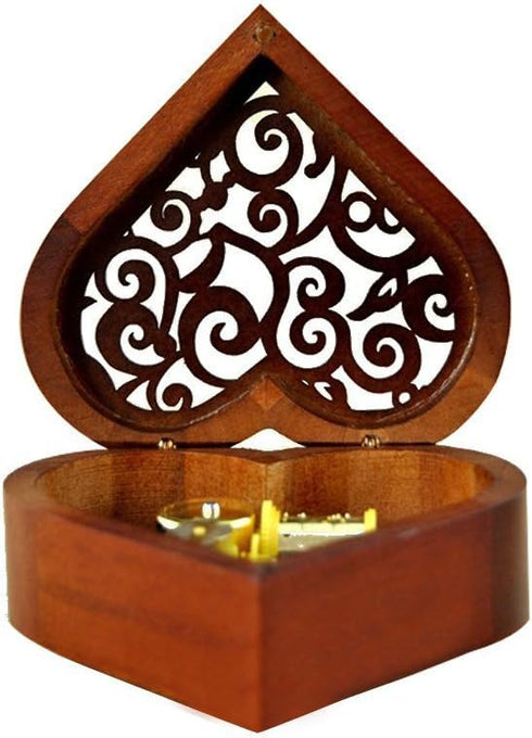 WESTONETEK Heart Shaped Vintage Wood Carved Mechanism Musical Box Wind Up Music Box Gift for Christmas/Birthday/Valentine's Day, Melody You are My...