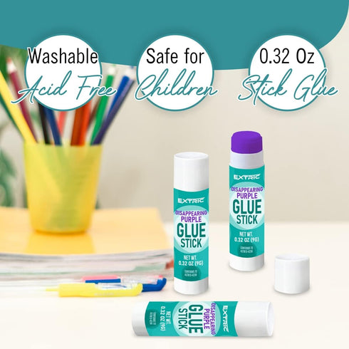 Glue Sticks - 6 Count Glue Stick, Bulk 0.32 oz Purple Glue Stick – Glue Sticks for Kids School Supplies, Washable Glue Sticks Bulk, School Glue an...