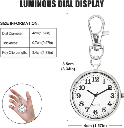 Minimalist Ultra Thin Open Face Quartz Pocket Watch with Key Buckle Unisex Portable Unisex Pocket Watch...