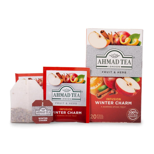 Ahmad Tea Herbal Tea, Apple, Cinnamon, & Orange Peel 'Winter Charm' Teabgas, 20 ct (Pack of 1) - Decaffeinated & Sugar-Free...