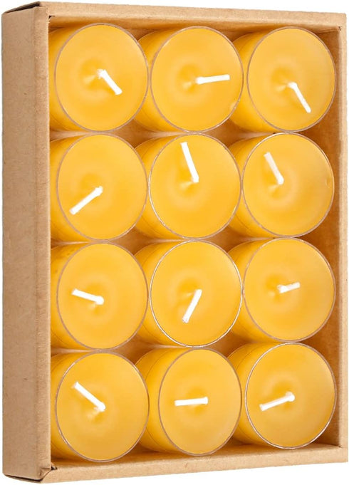 12pcs Natural Beeswax Tealight Candles Handmade Decorative Unscented Pure Beeswax Tea Lights? Perfect for Birthday Party,Wedding, Spa, Home Decor...