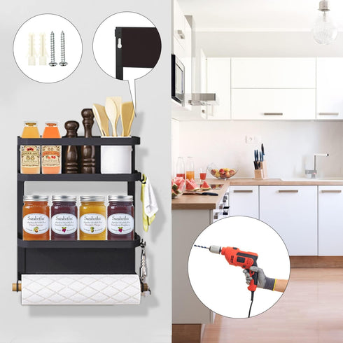 Dr.BeTree Magnetic Spice Rack for Refrigerator Magnetic Paper Towel Holder Shelf Fridge Magnet Organizer Spice Rack Organizer Kitchen Organization...