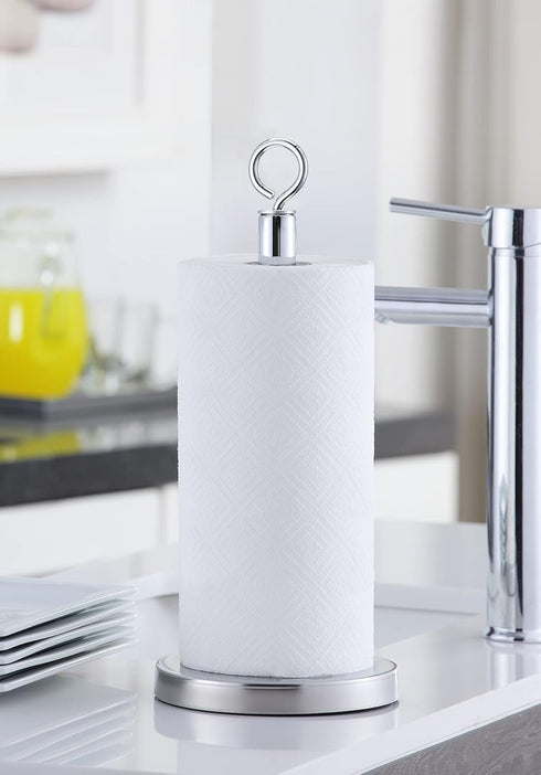 SunnyPoint Heavy Weighted Sturdy Paper Towel Holder Stand Dispenser with Stainless Base Fits Standard and Jumbo Sized Paper Towel, Chrome...