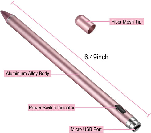 Stylus Pens for Touch Screens,Active Stylus Compatible for Apple iPad,Rechargeable 1.5mm Fine Point Smart Pencil Digital Compatible iPad and Most ...