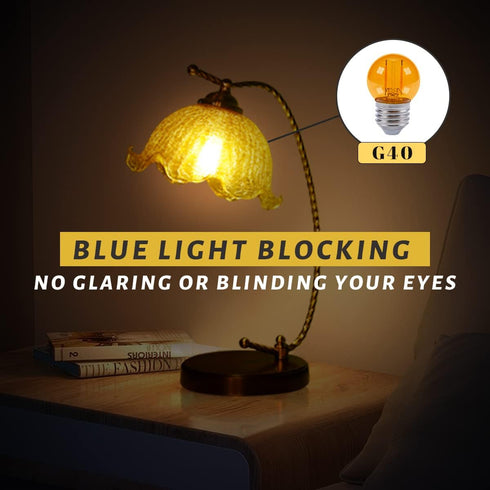 G40 Small dim Amber LED Edison 2000K 2 watt-15 watt Equivalent, E26 Base Low watt Soft Warm Light Bulbs for Healthy Sleep and Baby Nursery Light 4...