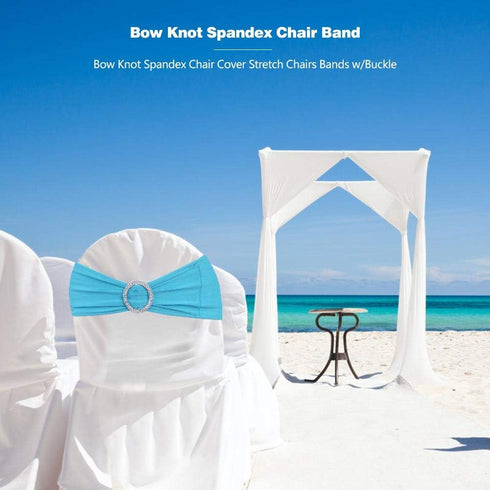 Tvoip 10PCS Chair Cover Stretch Band with Buckle Slider Sashes Bow Wedding Banquet Chair Decoration (Light Blue)...