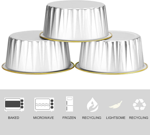 EUSOAR Cupcake Liners with Lids, 30pcs 5oz Disposable Aluminum Foil Ramekins cupcake Baking Cups Containers Wrappers Dessert Cups with Lids, Mini ...