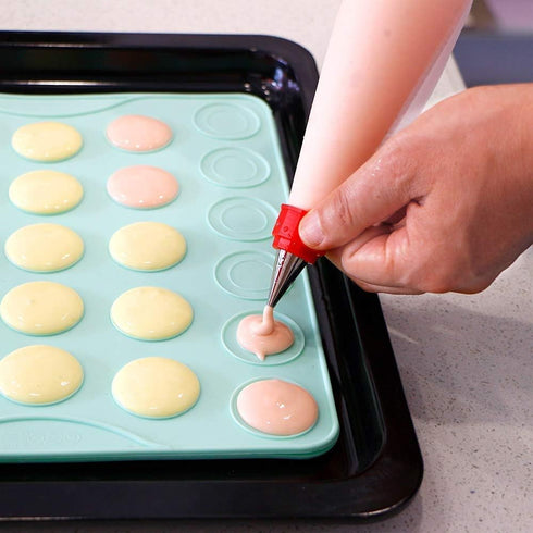 Webake Macaron Silicone Mat Set of 2, Macaroon Baking Mat 54-Cavity, Silicone Template Sheet Baking Pan Liner for Cookie, Pastry Making(Green)...