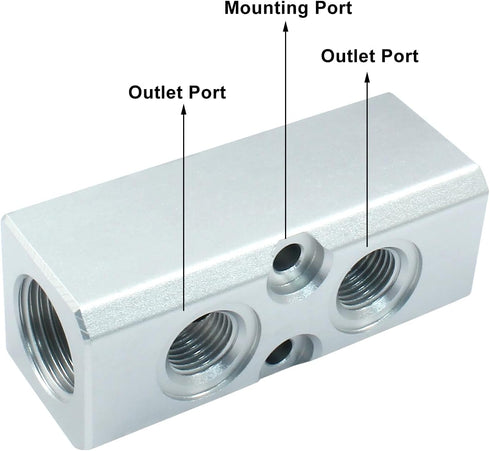 2 Way Pneumatic Manifold Air Distribution Block, G1/2 Supply Port, G1/4-Inch Output Port, Pneumatic Air Compressor Manifold Fitting...