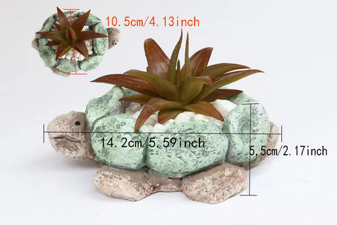 Plant Pot, Turtle Cement Flower Pot Unique Cute, Succulent Cactus Gift Planter with Drainage Hole, Decorative Novelty Planter Container...