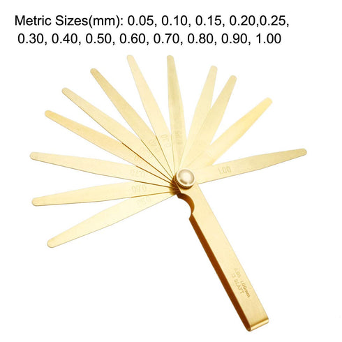 uxcell Metric Thickness Feeler Gauge 0.05-1mm 13 Blades Brass Measuring Tool for Width Gap...