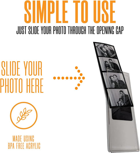 Photo Booth Nook | 2x6 Magnetic Photo Booth Picture Frame (25 Count) | Crystal Clear Acrylic, Strong Magnet with Silver Inserts...