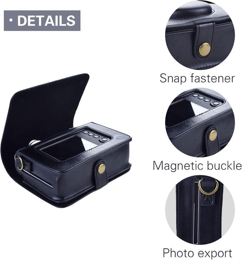 Rieibi Mini EVO Case - Retro PU Leather Protective Case for Fujifilm Instax Mini EVO Instant Camera - Removable Case with Adjustable Shoulder Stra...